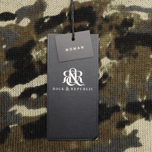 NWT Rock & Republic Womens Army Camo Sweater 1X Boxy Lightweight Grunge Punk - Picture 3 of 13